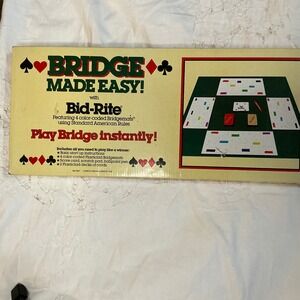 Vintage 1986 Bridge Made Easy Bid-Rite Starter Set Playing Cards Bridgemats Kit